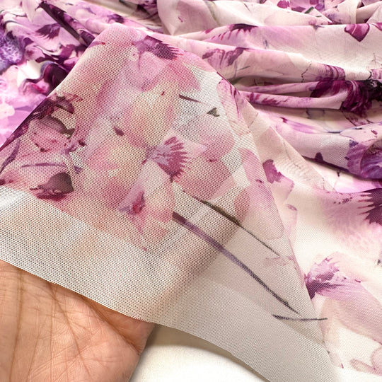 Getting A Raise - Mesh Poly/Spandex Knit - Pink Multi Floral - 1M Bundle