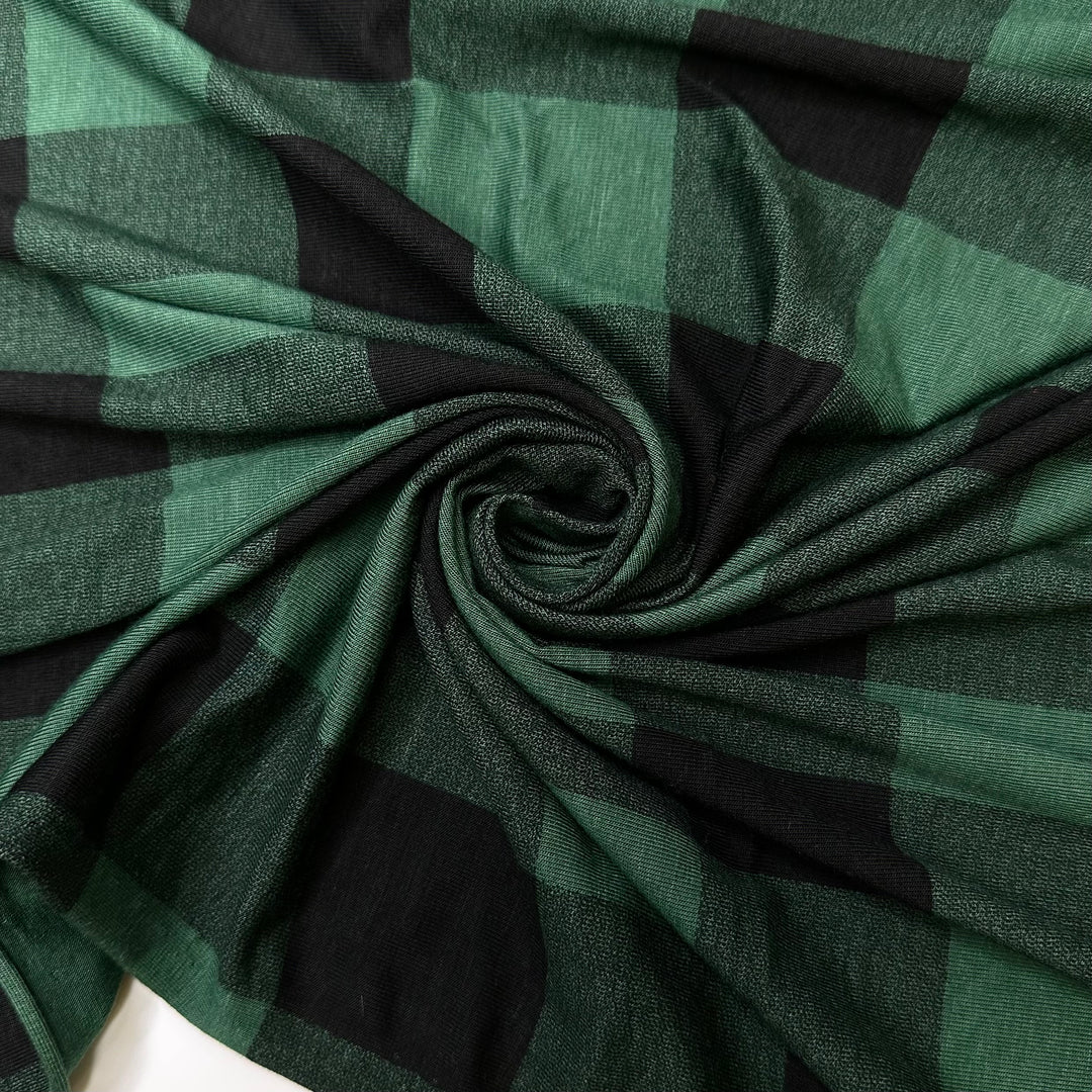 Pop Punk Of The 2000s - Jersey Cotton Blend Knit - Green/Black Plaid - Bundles