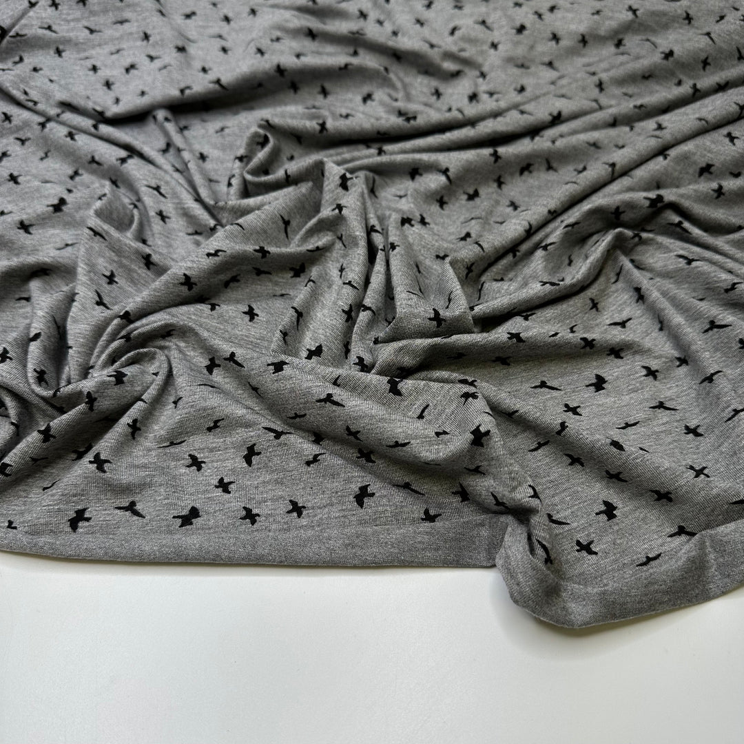 Giving Mom For 2011 - Jersey Cotton Blend Knit - Grey/Black Birds - Bundles