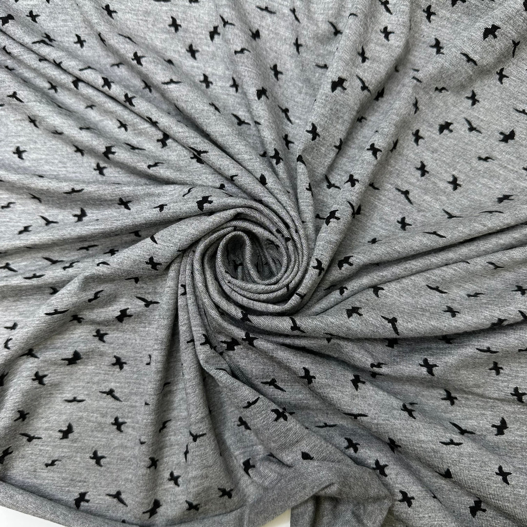 Giving Mom For 2011 - Jersey Cotton Blend Knit - Grey/Black Birds - Bundles