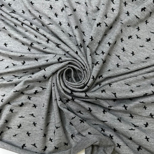 Giving Mom For 2011 - Jersey Cotton Blend Knit - Grey/Black Birds - Bundles