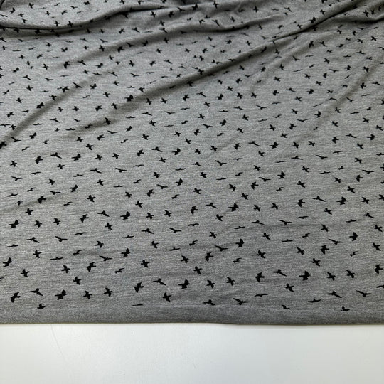 Giving Mom For 2011 - Jersey Cotton Blend Knit - Grey/Black Birds - Bundles