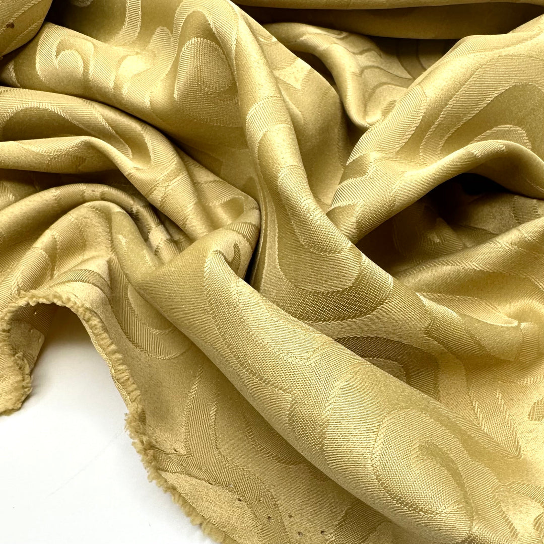 Twirling Into Delusions - Brocade Polyester Blend Woven - Gold Geometric - Bundles