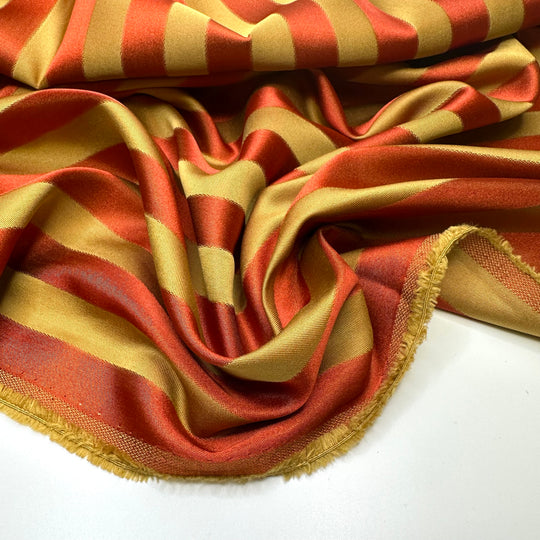 Puts The Ripe In Stripe - Brocade Polyester Blend Woven - Gold/Red - 3.7M Bundle