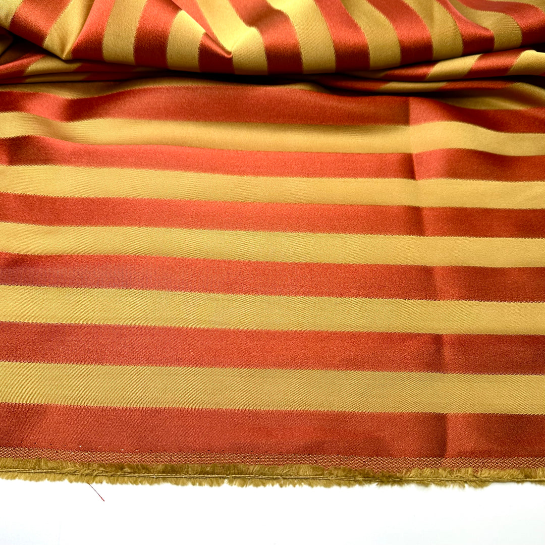 Puts The Ripe In Stripe - Brocade Polyester Blend Woven - Gold/Red - 3.7M Bundle