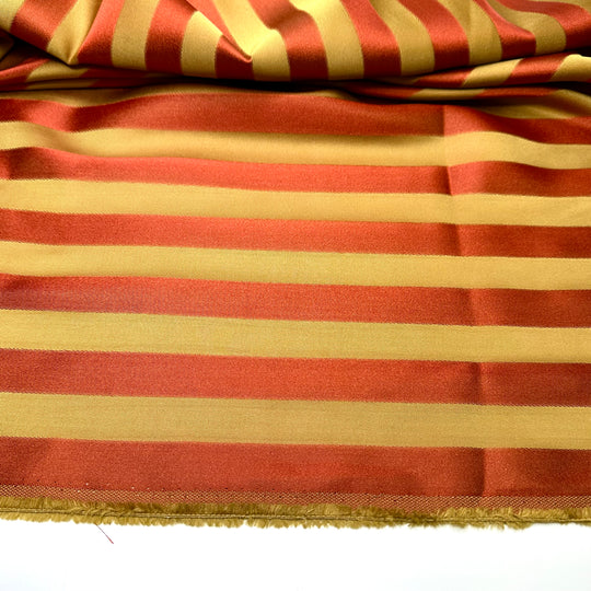Puts The Ripe In Stripe - Brocade Polyester Blend Woven - Gold/Red - 3.7M Bundle