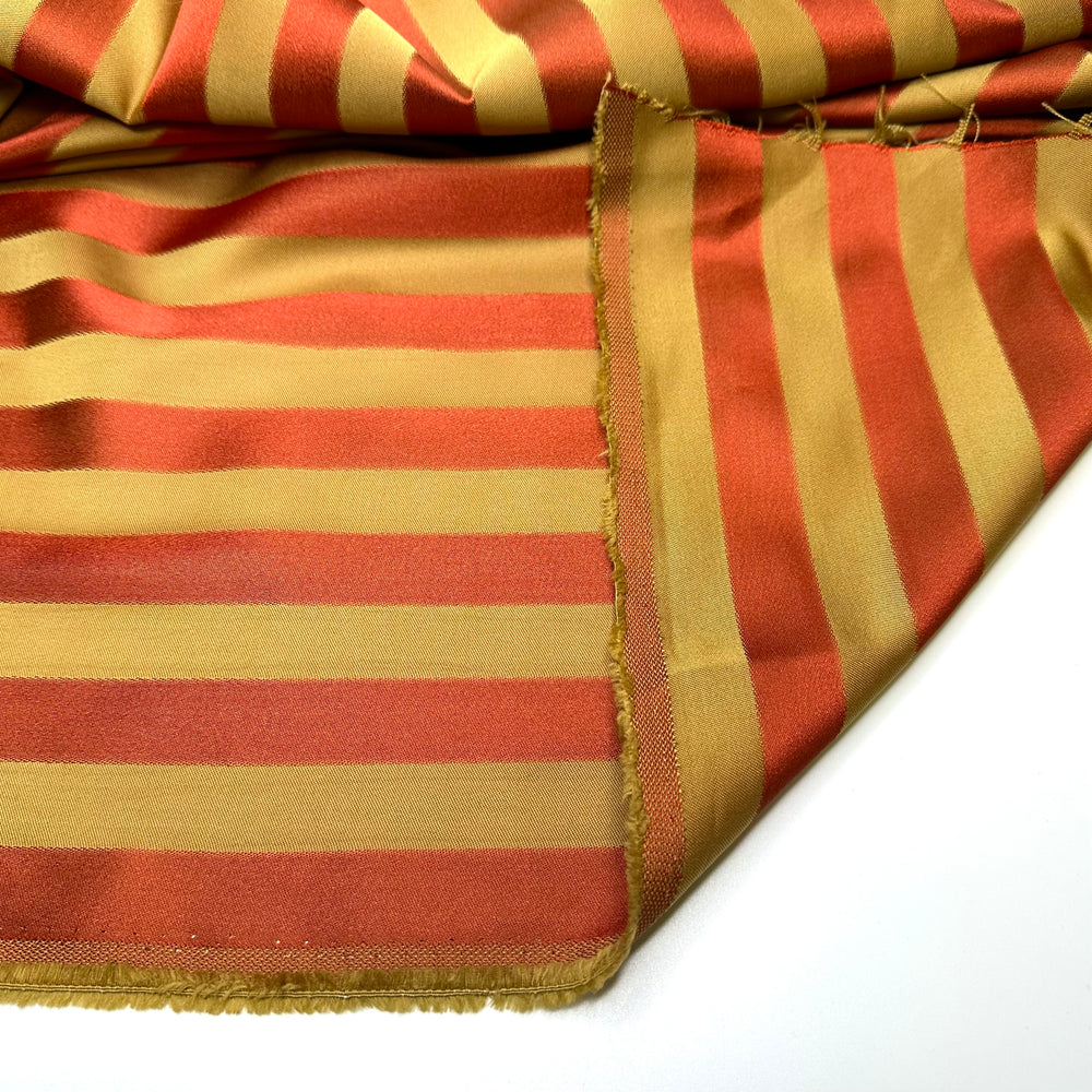 Puts The Ripe In Stripe - Brocade Polyester Blend Woven - Gold/Red - 3.7M Bundle