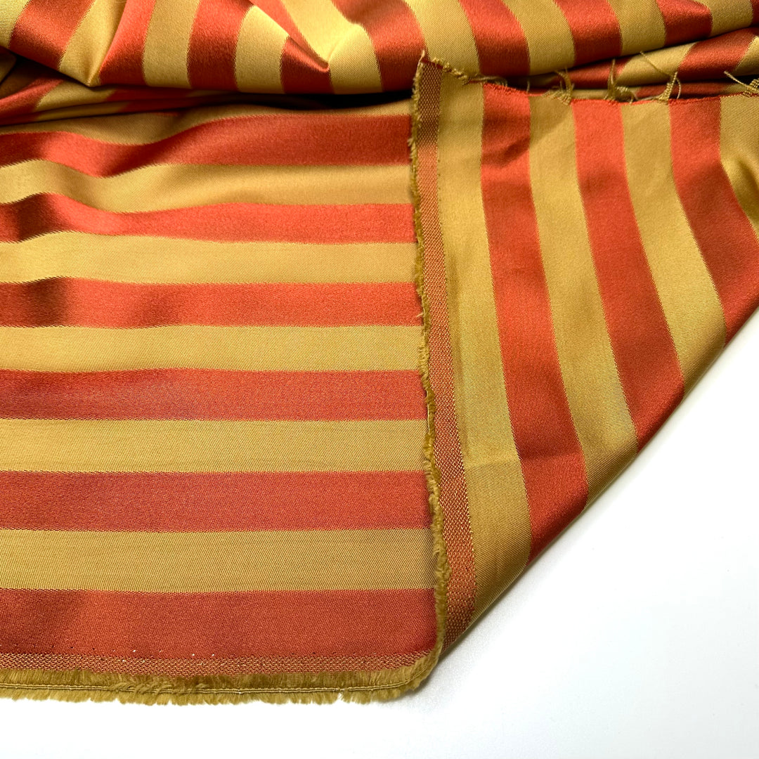 Puts The Ripe In Stripe - Brocade Polyester Blend Woven - Gold/Red - 3.7M Bundle