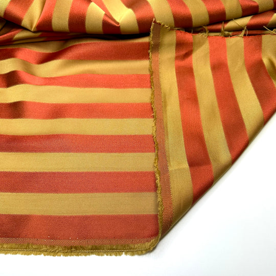Puts The Ripe In Stripe - Brocade Polyester Blend Woven - Gold/Red - 3.7M Bundle