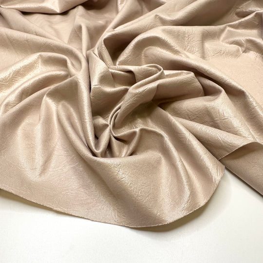 Like A Second Skin - Pleather Like Finish On 1 Side Jersey Poly Knit - Light Beige/Cream - 1.2M Bundle