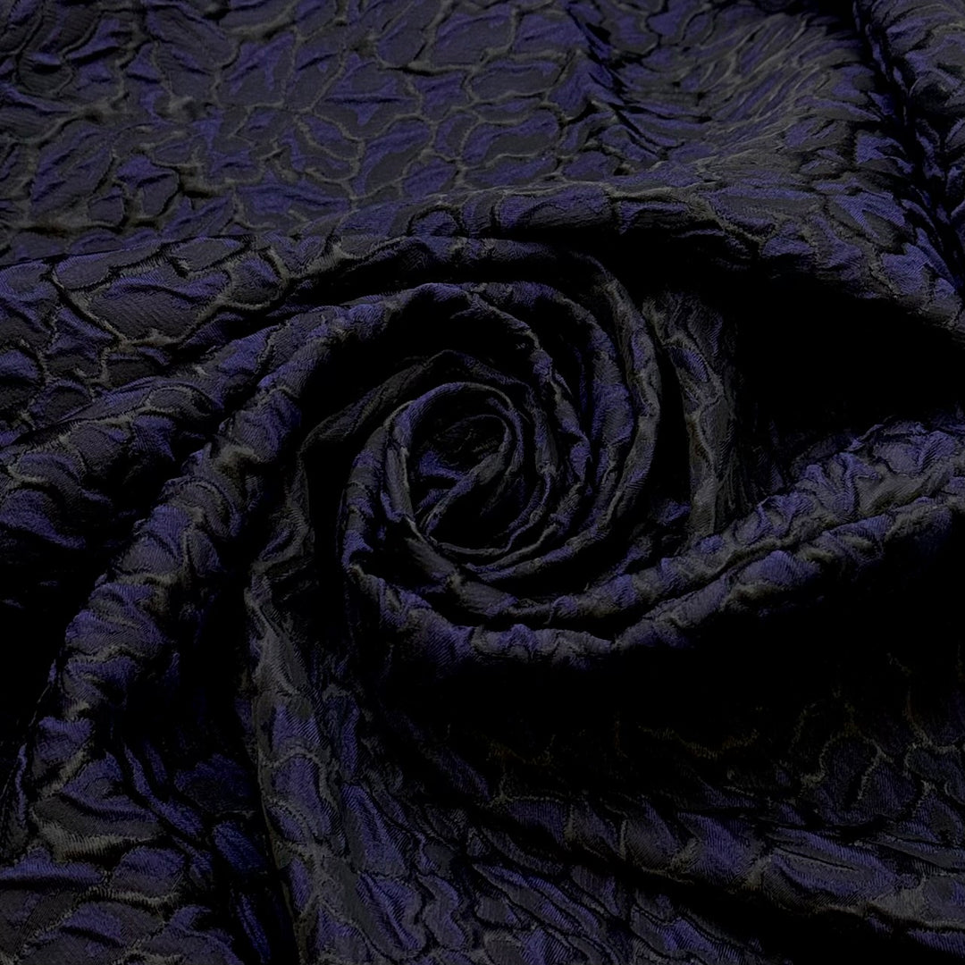 UB - Writing A Romance Novel - Polyester Blend Woven - Dark Black/Blue Floral - 2.45M Bundle