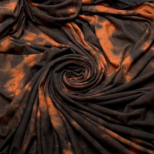 Storm Clouds At Sunset - Jersey Bamboo Blend Knit - Black/Orange Abstract - 3.5M Bundle