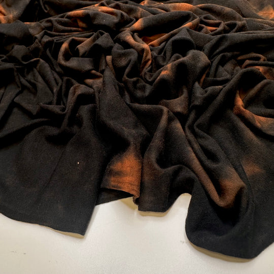 Storm Clouds At Sunset - Jersey Bamboo Blend Knit - Black/Orange Abstract - 3.5M Bundle