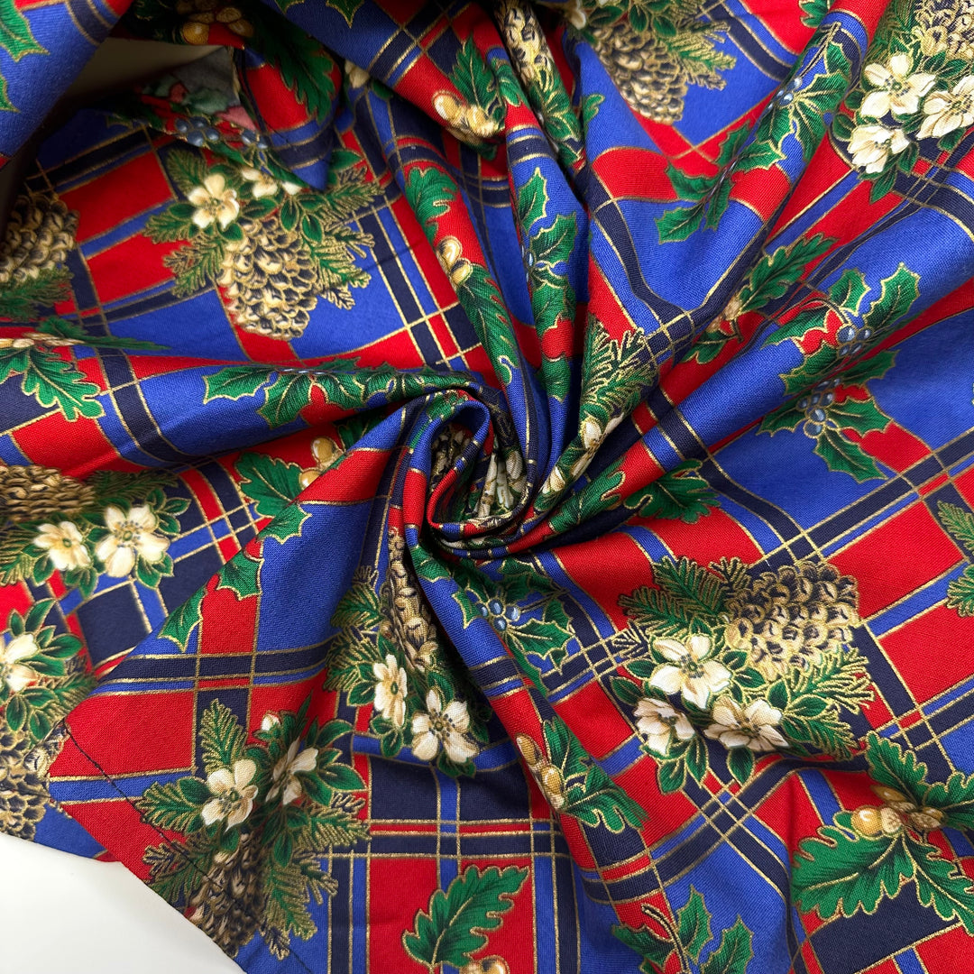 Prepping For Christmas Plays - Cotton Blend Woven - Blue Multi Plaid - Bundles