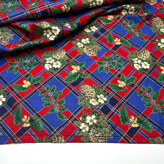 Prepping For Christmas Plays - Cotton Blend Woven - Blue Multi Plaid - Bundles