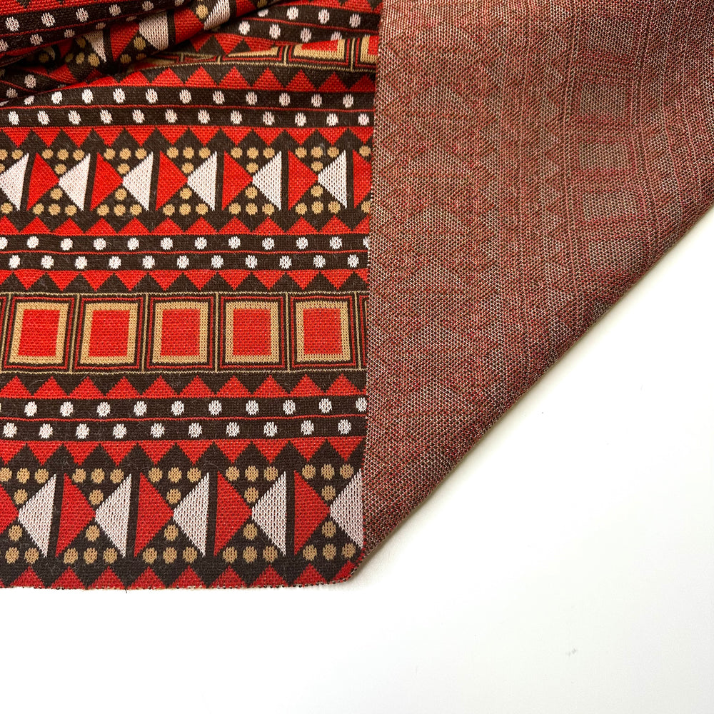 Learning World Geography - Vintage Acrylic Blend Knit - Red Multi Geometric - 3M Bundle