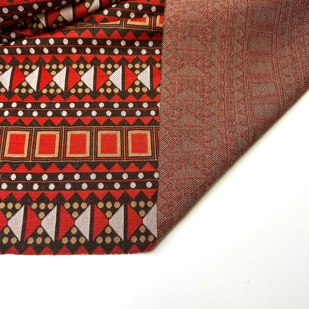 Learning World Geography - Vintage Acrylic Blend Knit - Red Multi Geometric - 3M Bundle