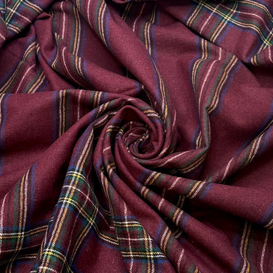 Getting My School Supplies Ready - Wool/Acrylic Woven - Burgundy Multi Plaid - 2.4M Bundle