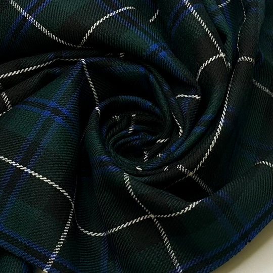 New Clothes For School - Wool Blend Woven - Dark Green/Blue Plaid - 2.7M Bundle