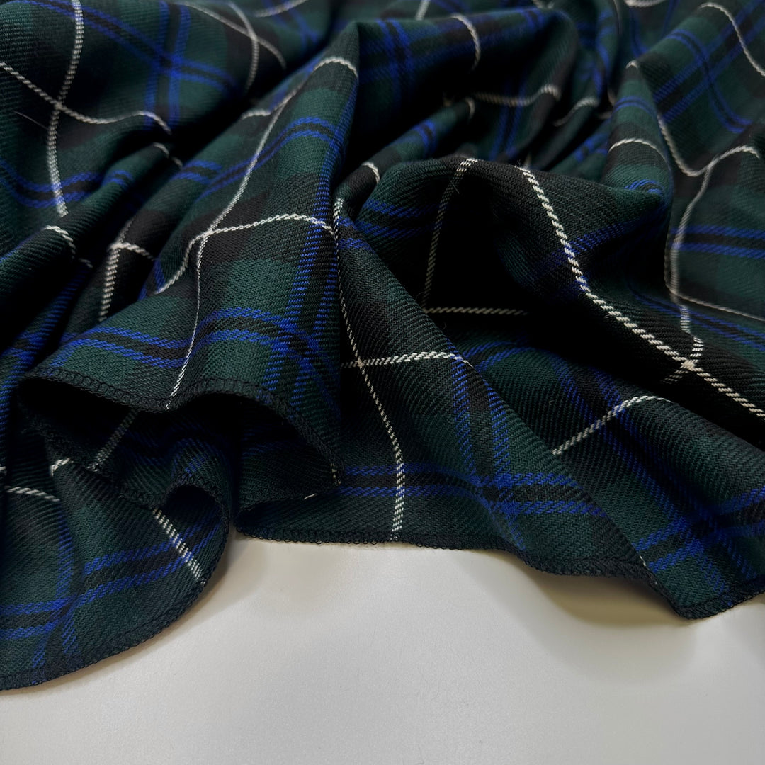 New Clothes For School - Wool Blend Woven - Dark Green/Blue Plaid - 2.7M Bundle