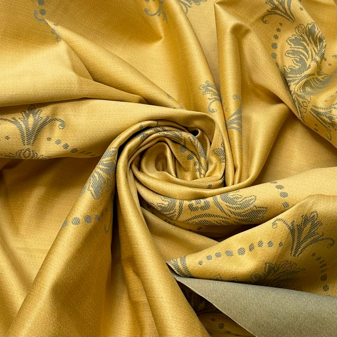 The Bus Is Here - Cotton Blend Woven - Light Yellow/Green Damask - Bundles