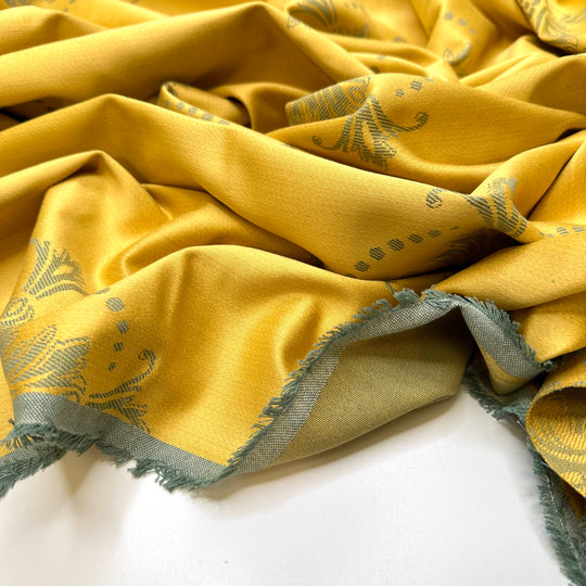 The Bus Is Here - Cotton Blend Woven - Light Yellow/Green Damask - Bundles