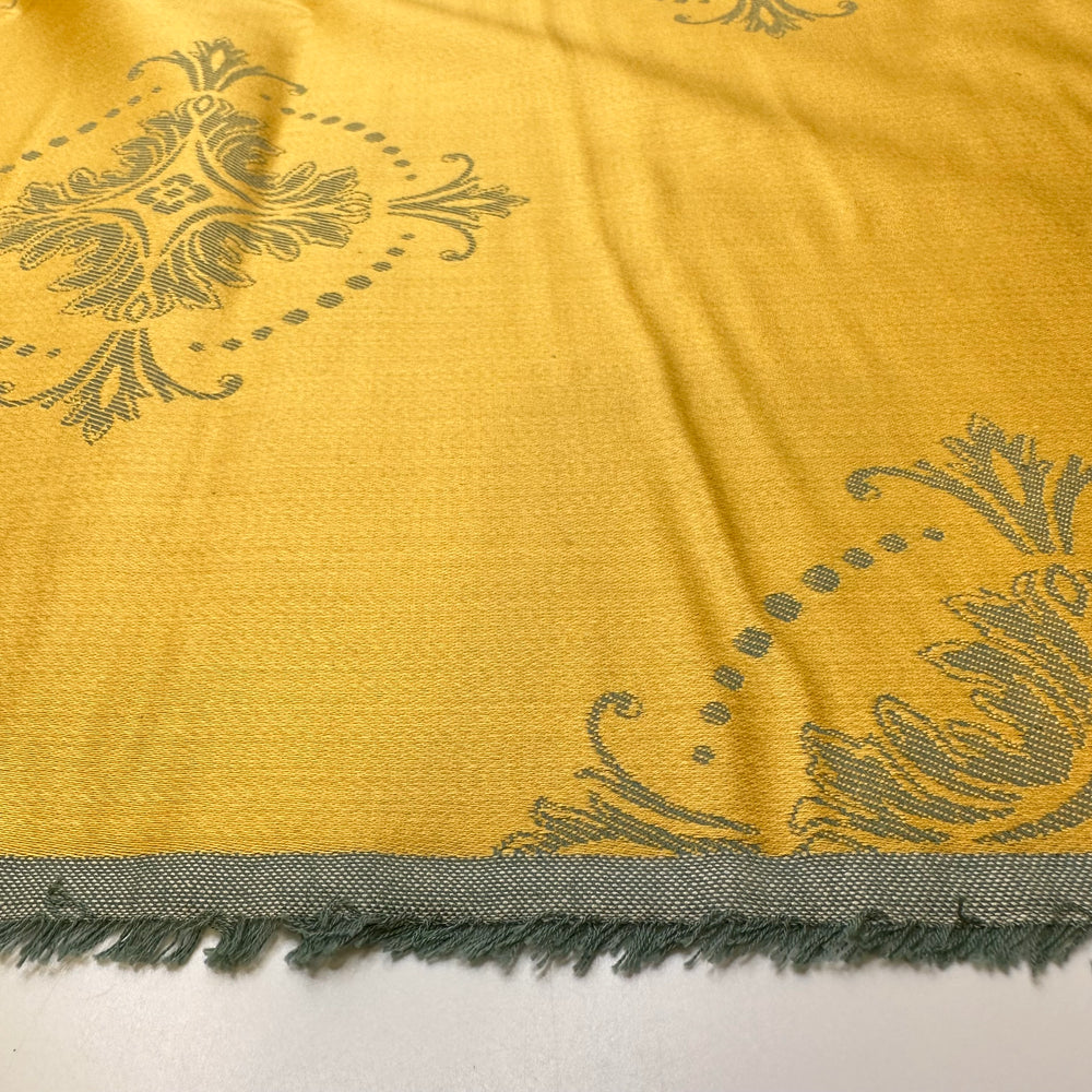The Bus Is Here - Cotton Blend Woven - Light Yellow/Green Damask - Bundles