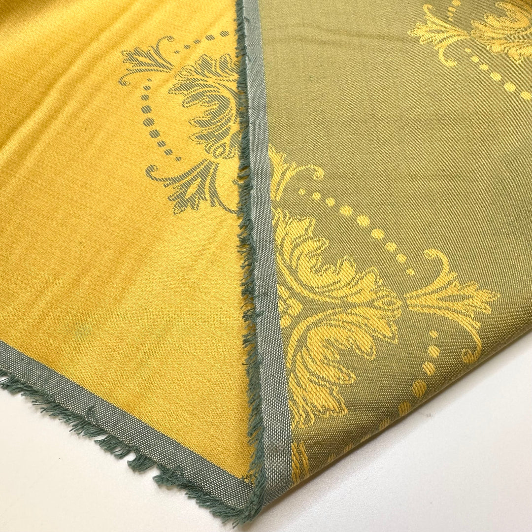 The Bus Is Here - Cotton Blend Woven - Light Yellow/Green Damask - Bundles