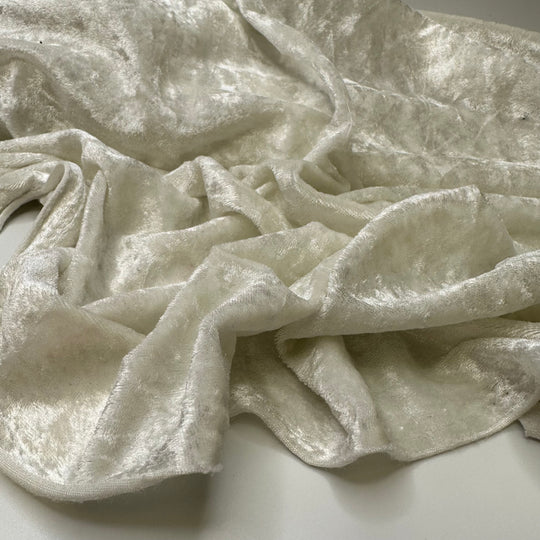 White Noise - Knitted Velour Poly Knit - White - 0.9M Bundle