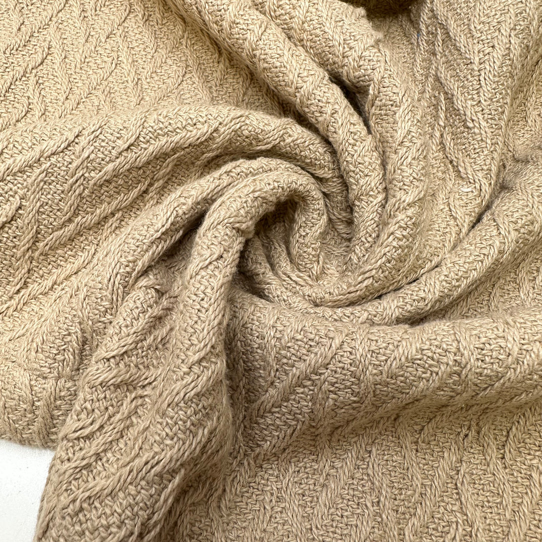 Blanket On The Grass - Cable Knit Cotton Knit - Light Beige - 2.45M Bundle