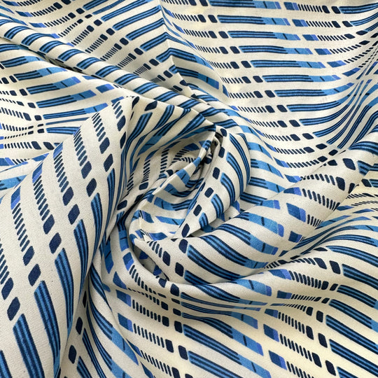 Bus Tour - Vintage Poly Woven - Cream/Blue Geometric - 2.3M Bundle