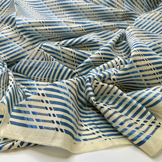 Bus Tour - Vintage Poly Woven - Cream/Blue Geometric - 2.3M Bundle