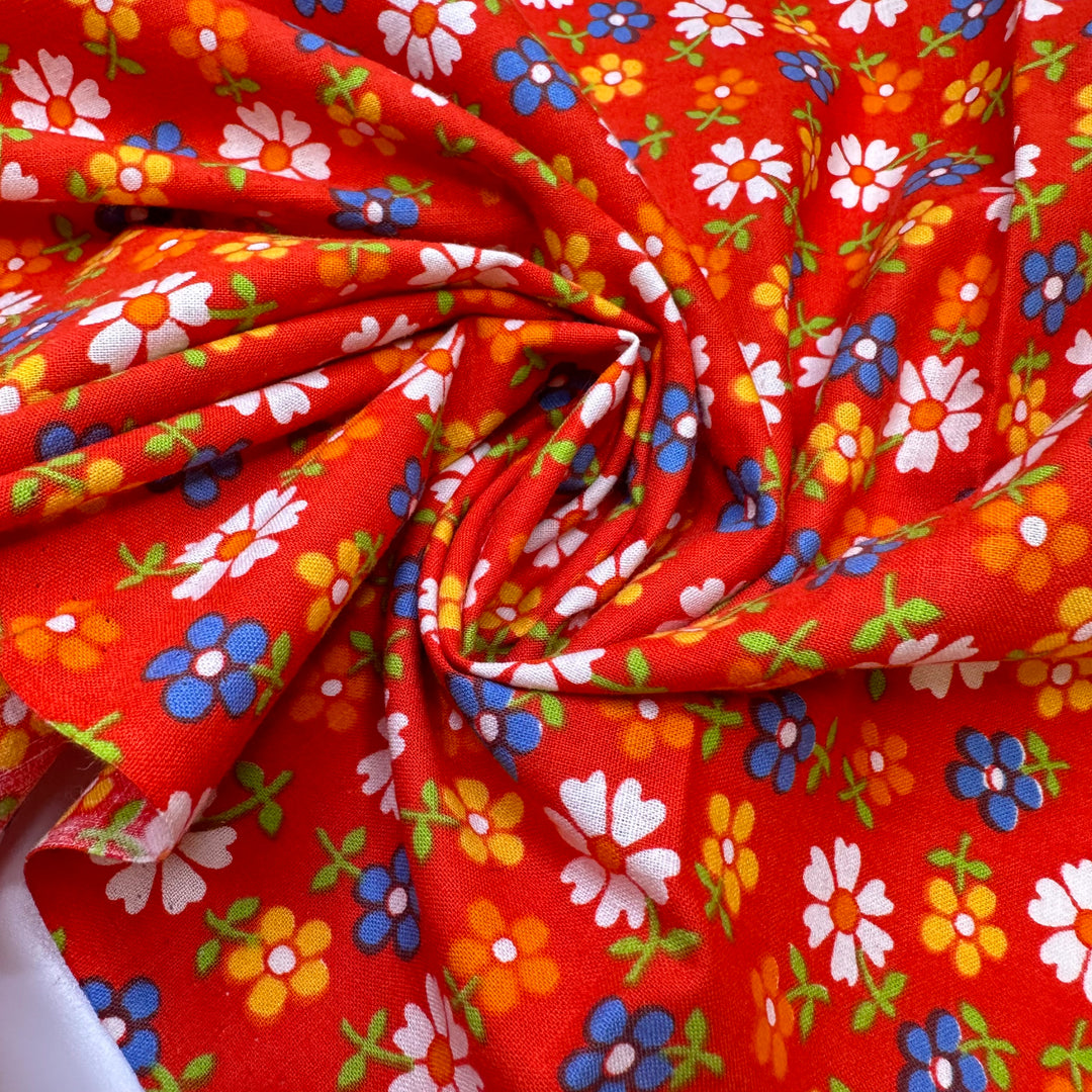 Flower Power Festival - Vintage Cotton Woven - Red Multi Floral - 2.3M Bundle