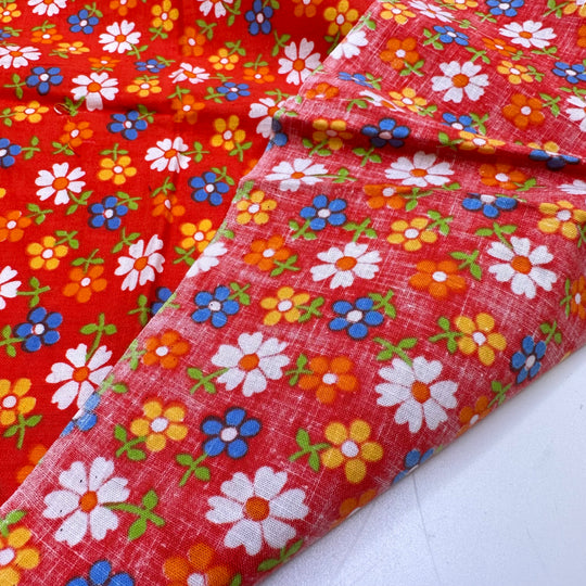 Flower Power Festival - Vintage Cotton Woven - Red Multi Floral - 2.3M Bundle
