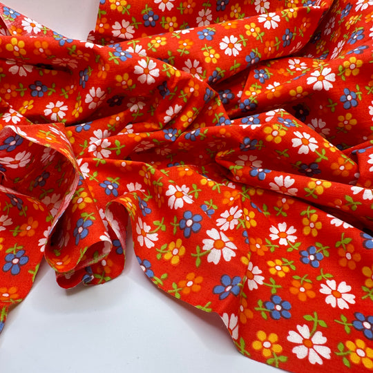 Flower Power Festival - Vintage Cotton Woven - Red Multi Floral - 2.3M Bundle