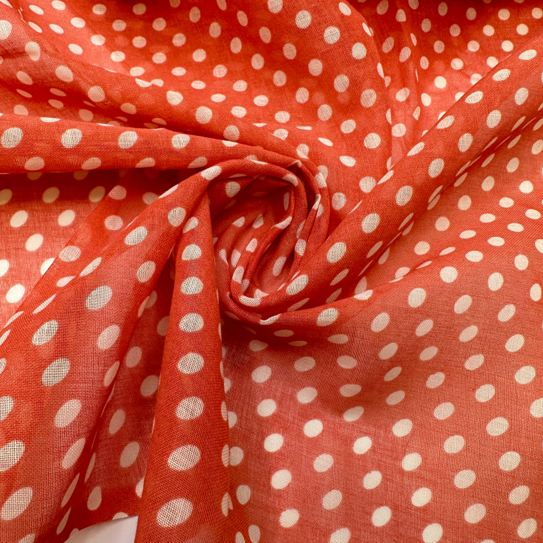 Dolly - Vintage Gauze Cotton Woven - Red/Cream Polka Dots - 1.45M Bundle