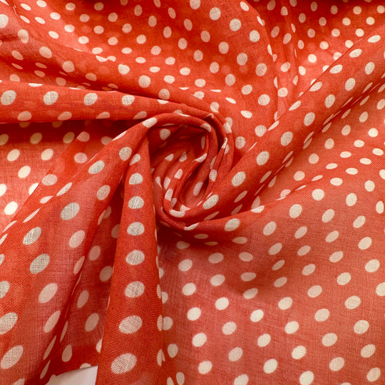 Dolly - Vintage Gauze Cotton Woven - Red/Cream Polka Dots - 1.45M Bundle