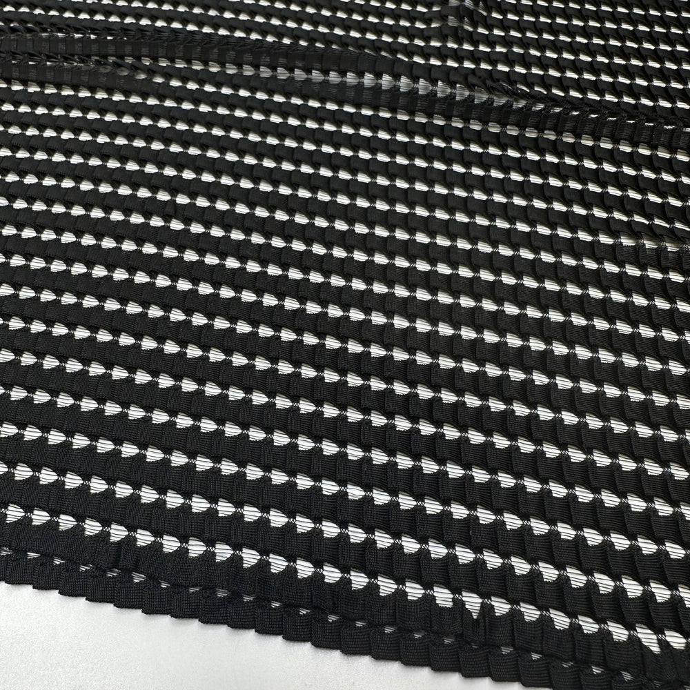 Wall Of Amps - Pleated Mesh Polyester Blend Knit - Black - 1M Bundle