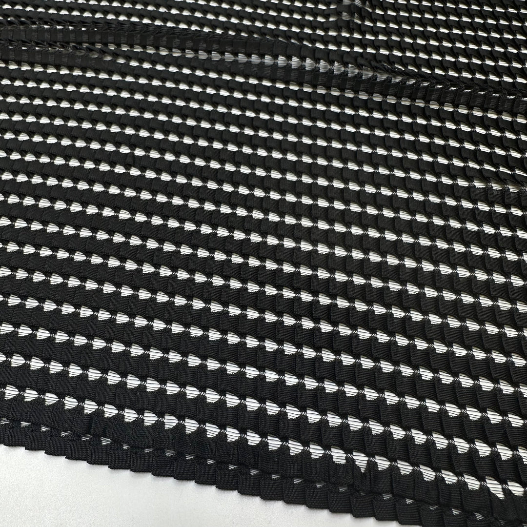 Wall Of Amps - Pleated Mesh Polyester Blend Knit - Black - 1M Bundle