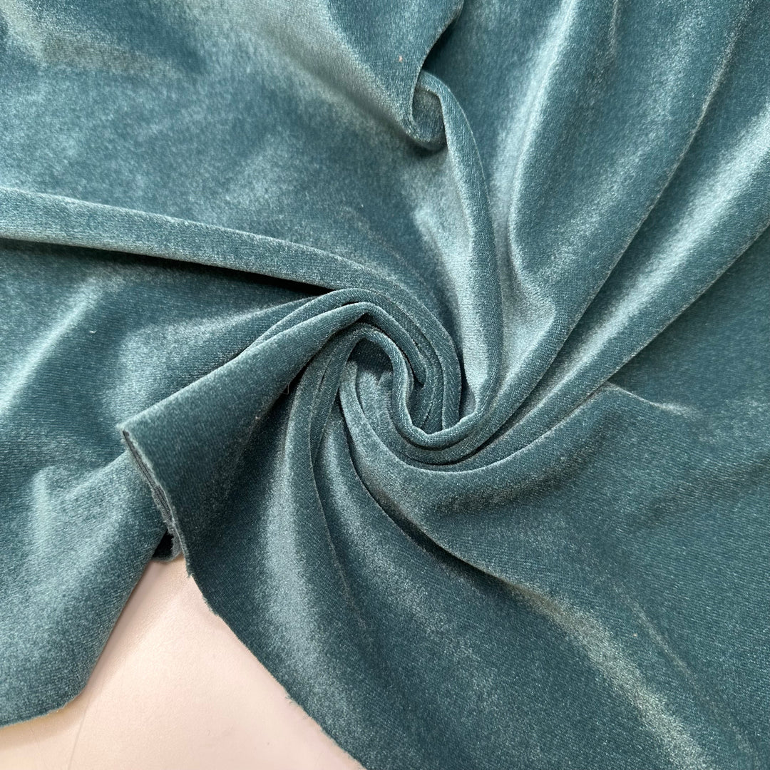 Wedding Singer - Knitted Velour Polyester Blend Knit - Teal Blue - 2.5M Bundle
