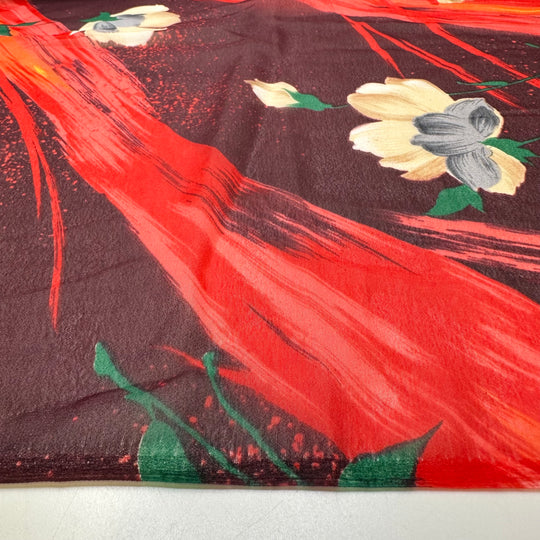 Building A Campfire - Screen Printed Nylon Woven - Burgundy Multi Floral - 3.3M Bundle