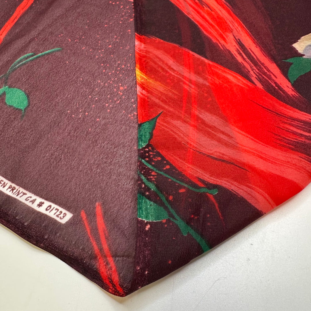 Building A Campfire - Screen Printed Nylon Woven - Burgundy Multi Floral - 3.3M Bundle