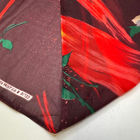 Building A Campfire - Screen Printed Nylon Woven - Burgundy Multi Floral - 3.3M Bundle
