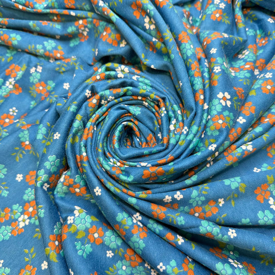 Starting College - Cotton Blend Knit - Blue Multi Floral - 2.8M Bundle