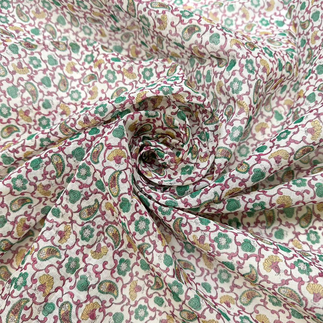 Starting A New Hobby - Cotton Blend Woven - White Multi Paisley - 1.8M Bundle