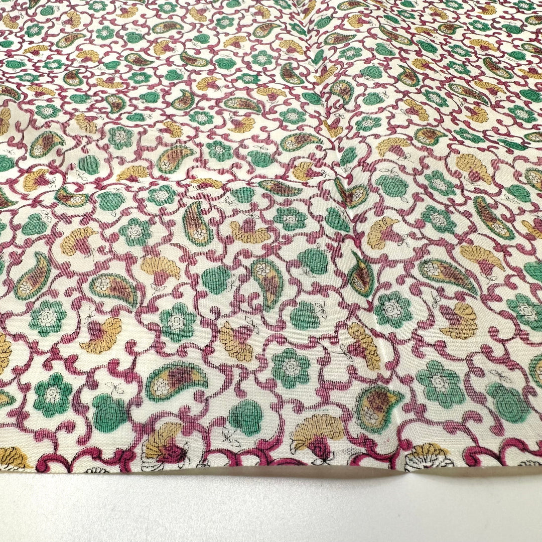 Starting A New Hobby - Cotton Blend Woven - White Multi Paisley - 1.8M Bundle