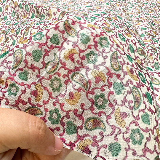 Starting A New Hobby - Cotton Blend Woven - White Multi Paisley - 1.8M Bundle