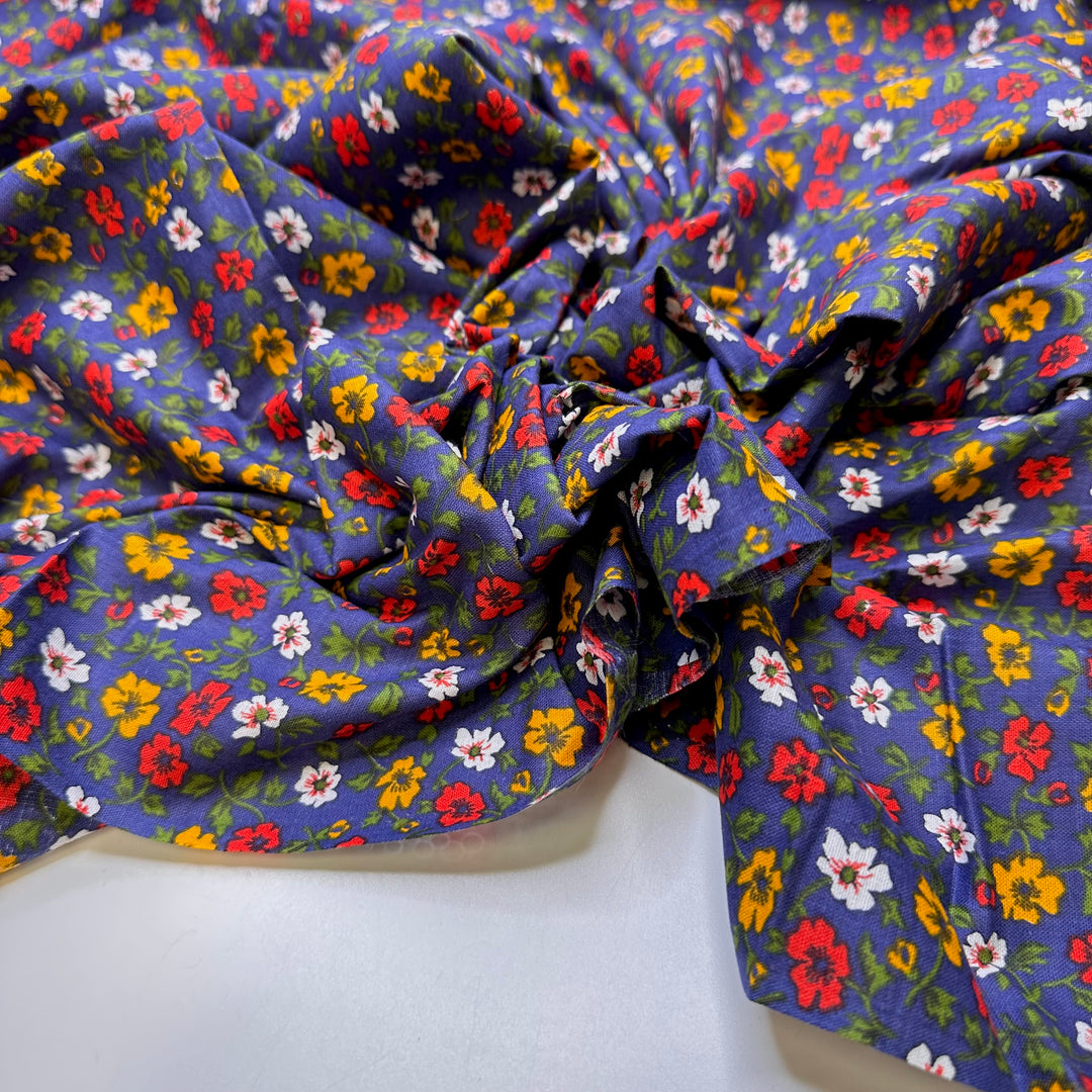 Planting An Idea - Cotton Woven - Dark Blue Multi Floral - 2.3M Bundle