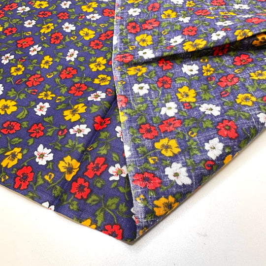 Planting An Idea - Cotton Woven - Dark Blue Multi Floral - 2.3M Bundle