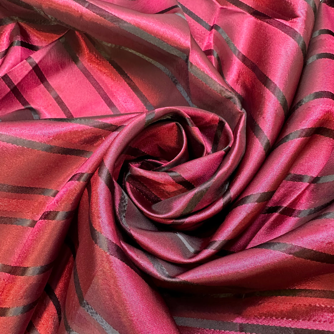 New Love - Polyester Blend Woven - Burgundy/Black Stripes - 3.15M Bundle